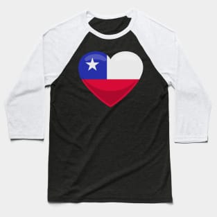 Chile Flag Heart Baseball T-Shirt